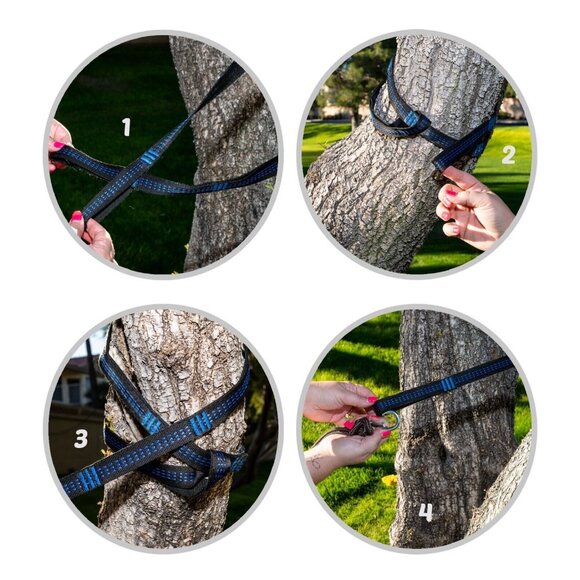 Portable Lightweight Hammock w/ 2 Straps & Carabiners Heavy Duty Polyester 300lb - Picture 4 of 4